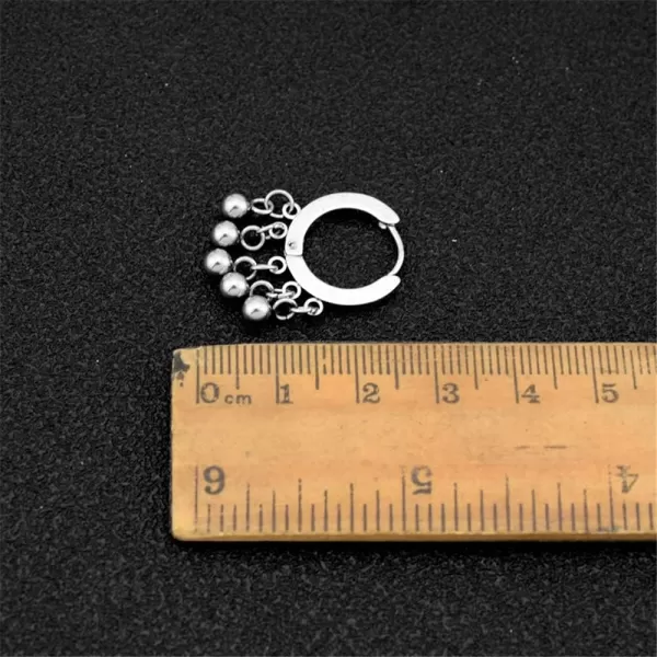 imageBoho Ball Bead Tassel Drop Dangle Small Hoop Earrings for Women Stainless Steel Unisex Huggie Hoops Hypoallergenic Bohemian Unique Jewelry 12mm