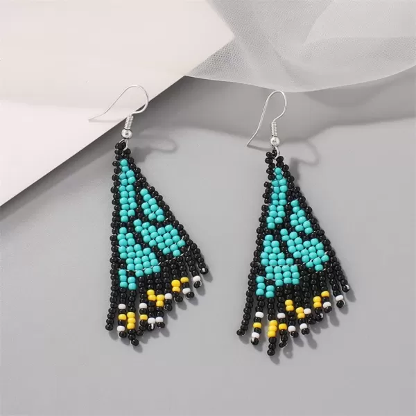 imageBoho Butterfly Ball Bead Statement Drop Dangle Earrings for Women Girls Bohemian Resin Beaded Monarch Hindwing Hook Dangling Stud Handmade Lightweight Jewelry Birthday Wedding Party