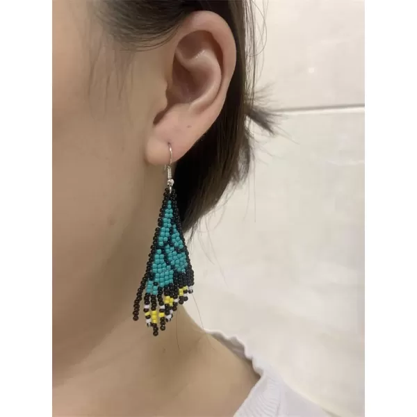 imageBoho Butterfly Ball Bead Statement Drop Dangle Earrings for Women Girls Bohemian Resin Beaded Monarch Hindwing Hook Dangling Stud Handmade Lightweight Jewelry Birthday Wedding Party