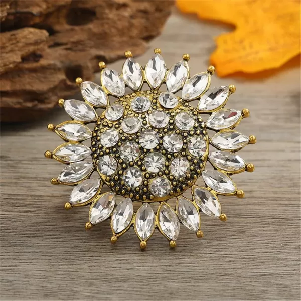 imageDtja Boho Big CZ Sunflower Statement Ring for Women Girls Bohemian Antique Gold Tone Mosaic Crystal Expandable Open Wrap Finger Rings Adjustable Comfort Fit Indian Bollywood Style Exaggerated Jewelry
