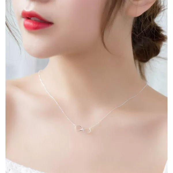 imageDtja Tiny Heart Star Moon Cross Infinity Love Pendant Necklace for Women 925 Sterling Silver Simple Mini Cute Petite Choker Tassel Chain Multiple Jewelry Gift Infinity love