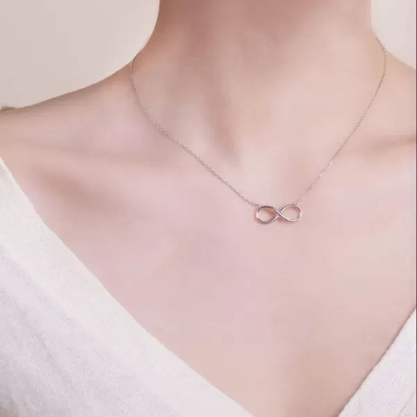 imageDtja Tiny Heart Star Moon Cross Infinity Love Pendant Necklace for Women 925 Sterling Silver Simple Mini Cute Petite Choker Tassel Chain Multiple Jewelry Gift Infinity love