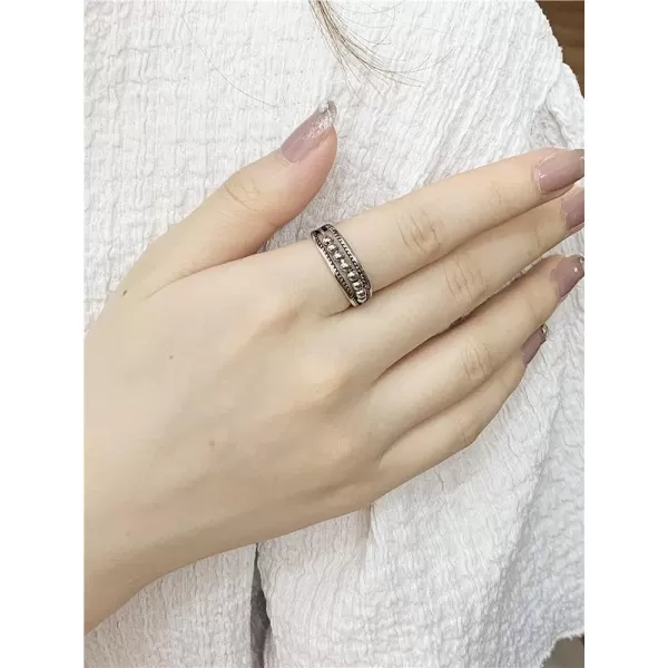 imageDtja Vintage Anti Anxiety Ring for Women Girls Silvery Tone Oxidized Ball Bead Statement Fidget Rings Comfort Fit Adjustable Expandable Retro Boho Jewelry Gift Size 89