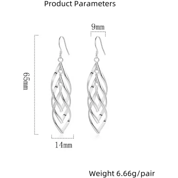 imageHypoallergenic Linear Swirl Dangle Earrings for Women SilverTone Infinity French Wire Drop Dangling Hook Stud Fashion Minimalist Boho Jewelry Gifts