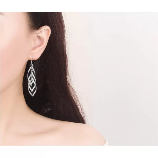 imageHypoallergenic Linear Swirl Dangle Earrings for Women SilverTone Infinity French Wire Drop Dangling Hook Stud Fashion Minimalist Boho Jewelry Gifts