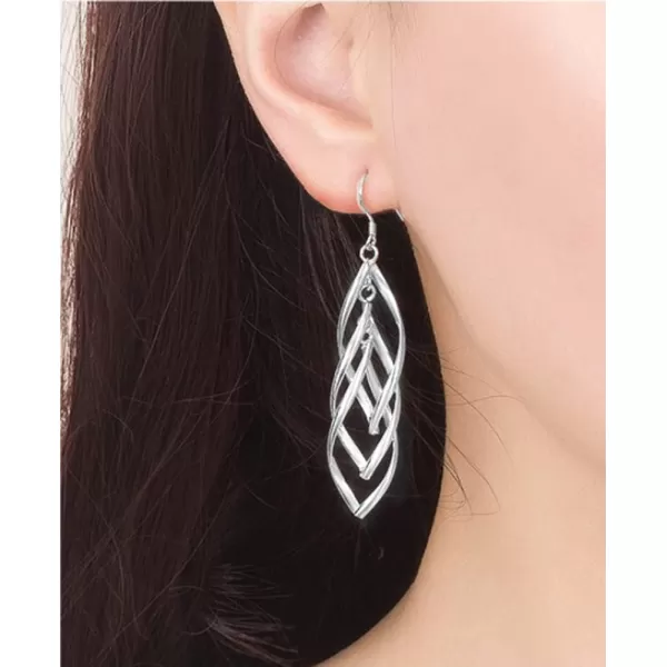 imageHypoallergenic Linear Swirl Dangle Earrings for Women SilverTone Infinity French Wire Drop Dangling Hook Stud Fashion Minimalist Boho Jewelry Gifts