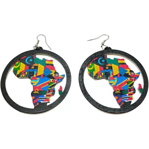 imageBoho Map Wooden Statement Drop Dangle Earrings for Women Girls Lightweight Charms Dangling Hook Stud Retro Ethnic Bohemian Jewelry