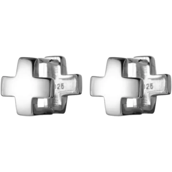 imageDouble Sided Cross Tiny Small Hoop Earrings for Women 925 Sterling Silver Minimalist Crisscross Huggie Hoops Cartilage Earring Hypoallergenic Jewelry