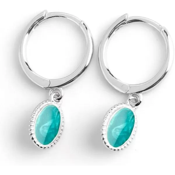 imageGreen Enamel Drop Dangle Hoop Earrings for Women Girls 925 Sterling Silver Boho Small Hoop Cartilage Faux Gemstone Dangling Hypallergenic for Sensitive Ear Retro Lightweight Jewelry Dainty Gift