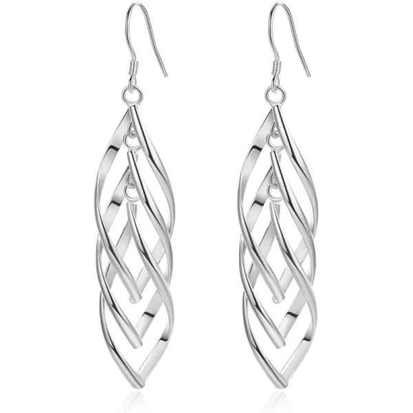 imageHypoallergenic Linear Swirl Dangle Earrings for Women SilverTone Infinity French Wire Drop Dangling Hook Stud Fashion Minimalist Boho Jewelry Gifts