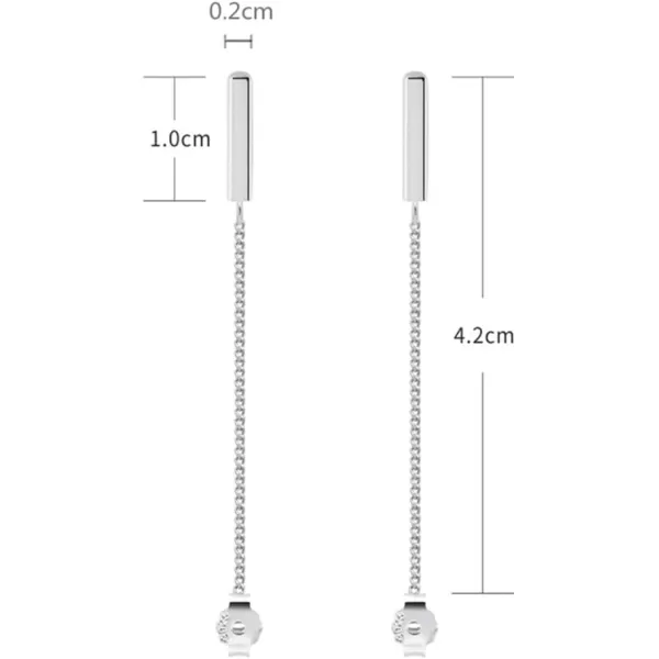 image925 Minimalist Bar Earrings with Sterling Silver Tassel Chain Drop Dangle Earring for Women Charms Fashion Punk Pierced Studs Hypoallergenic Jewelry Birthday Christmas for Best Friends