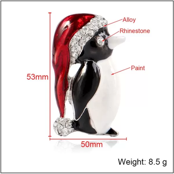 imageChristmas Santa Penguin Rhinestone Brooches for Women Girls Fashion Antique Alloy Enameled Cute CZ Red Hat Bird Animal Brooch Pins Scarves Shawl Clip Neck Bow Tie Necktie Dress Accessories Jewelry