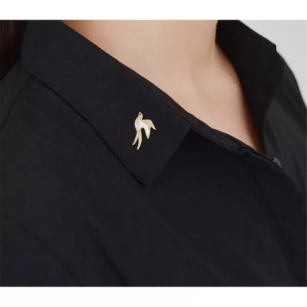 imageCrystal Swallow Bird Brooch Pin for Women Girls Fashion Gold Tone Imitation Shell Cute Animal Lapel Pin Scarf Clip Necktie Dress Accessories Dekoration Jewelry Dainty Gift for Daughter Dad