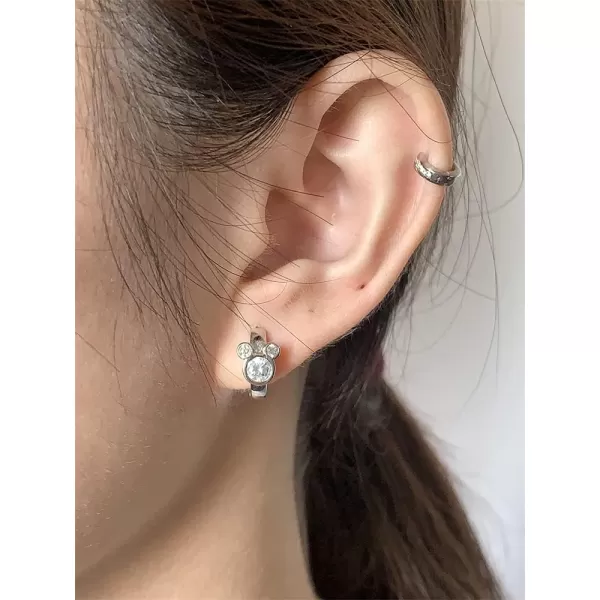 imageCubic Zirconia Small Hoop Earrings 925 Sterling Silver Plated Hypoallergenic CZ Mouse Cute Cartilage Huggie Hoops for Women 16G Piercing Ear StudClear