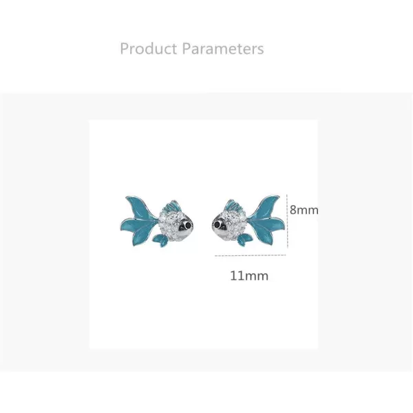 imageCute Koi Fish Stud Earrings for Women Girls 925 Sterling Silver Clear Black CZ Enamel Tiny Small Animal Pet Carp Tropical Fishes Nickel Free Lifelike Jewelry Dainty Birthday Gifts