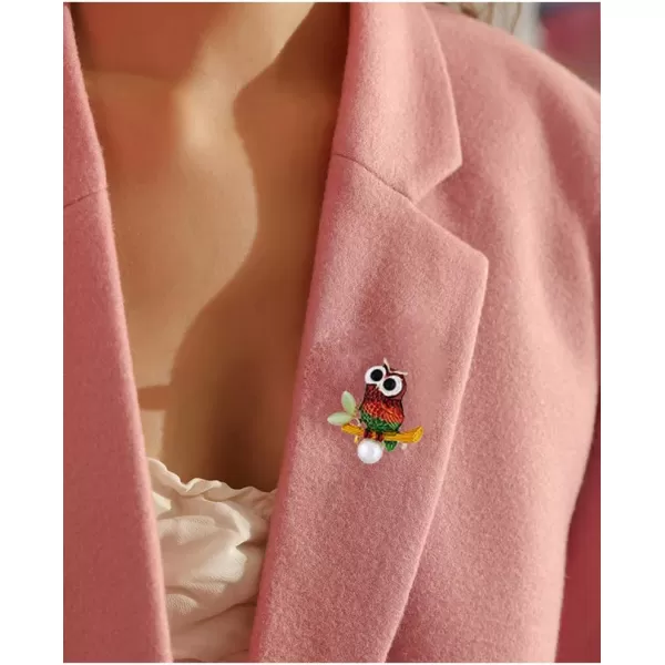 imageCute Owl Brooches for Women Girls Fashion Antique Gold Tone Alloy Pearl Resin Cute Colourful Bird Animal Brooch Pins Scarves Shawl Clip Neck Bow Tie Necktie Dress Accessories Jewelry Unique Gifts