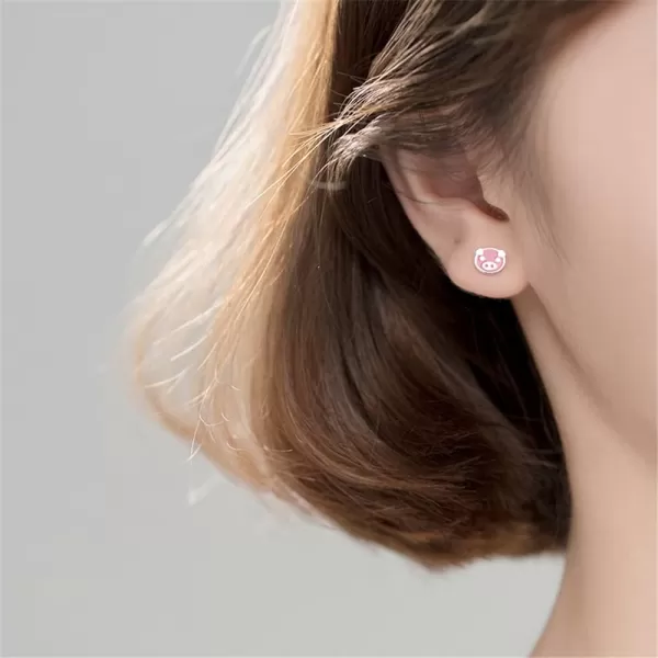 imageCute Pink Pig Earrings 925 Sterling Silver Tiny Small Studs for Women Girls Hypoallergenic Lovely Animal Piggy Cartilage Tragus Post Pin Dainty Birthday Holiday Jewelry for Daughter Niece