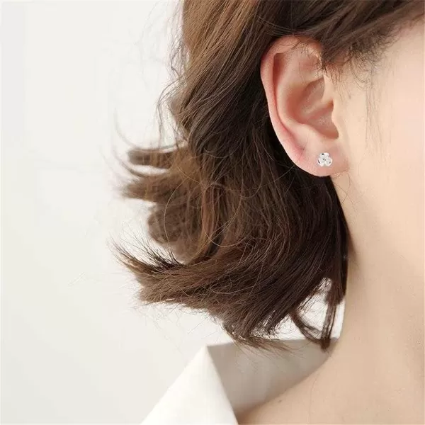 imageDainty Clover Flower Stud Earrings for Women 925 Sterling Silver Hypoallergenic Cute Small Floral Leaf Statement Cartilage Tragus Post Pin Fashion Minimalist Birthday Wedding Jewelry Gifts