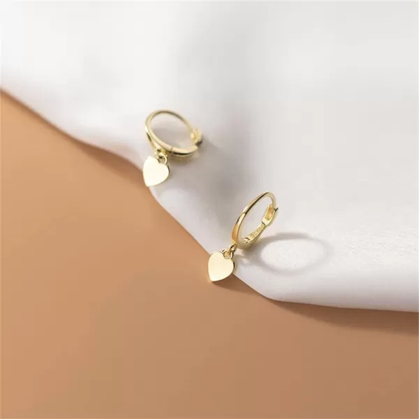 imageDainty Heart Dangle Cartilage Small Hoop Earrings for Women Girls 925 Sterling Silver Hypoallergenic Piercing Ear Cute Love Charms Huggie Hoops Minimalist Jewelry Gifts 8mmGolden