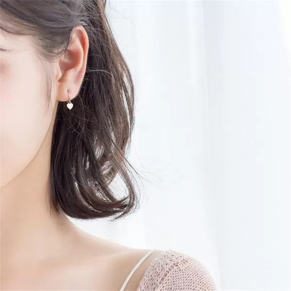 imageDainty Heart Dangle Cartilage Small Hoop Earrings for Women Girls 925 Sterling Silver Hypoallergenic Piercing Ear Cute Love Charms Huggie Hoops Minimalist Jewelry Gifts 8mmGolden