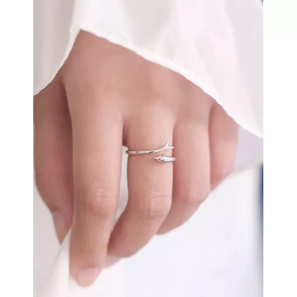 imageDtja Dolphins 925 Sterling Silver Ring for Women Teens Adjustable Expandable Open Band Finger Promise Rings Comfort Fit Fish Whale Statement Birthday Christmas Jewelry for Daughter Niece