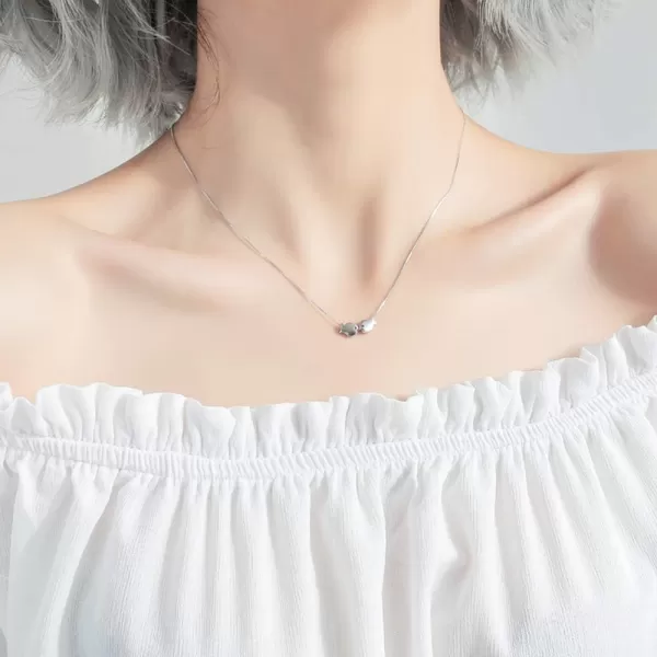 imageDtja Sterling Silver Fish Necklace for Women Lovers Cute Polished Kissing Fishes Pisces Charm Pendant Choker Necklace Adjustable Chain 18quot Fashion Jewelry Delicate Birthday Christmas Valentine