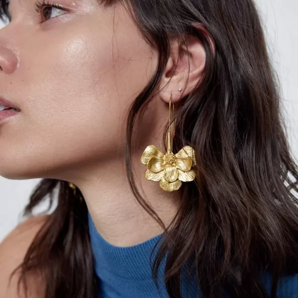 imageLong Flower Linear Dangle Earrings for Women Gold Charms Blossom Threader Drop Dangling Hook Stud for Piercing Ear Boho Retro Y2K Jewelry