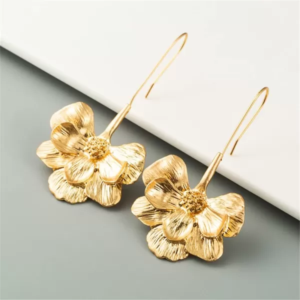 imageLong Flower Linear Dangle Earrings for Women Gold Charms Blossom Threader Drop Dangling Hook Stud for Piercing Ear Boho Retro Y2K Jewelry