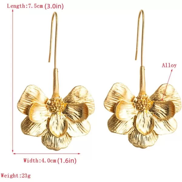 imageLong Flower Linear Dangle Earrings for Women Gold Charms Blossom Threader Drop Dangling Hook Stud for Piercing Ear Boho Retro Y2K Jewelry