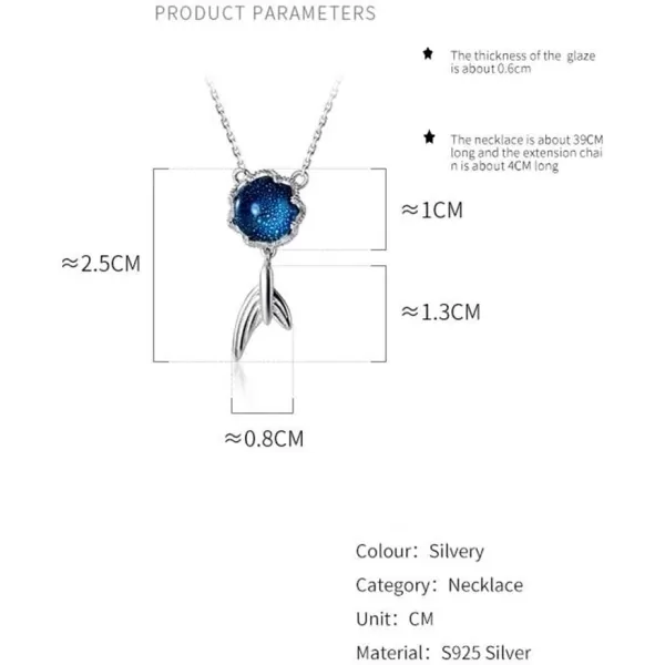 imageMermaid in Deep Ocean Sterling Silver Necklace for Women Blue Crystal Dolphin Whale Fish Tail Charm Pendant Adjustable Chain 17quot Fashion Sea Jewelry Delicate Souvenir for Daughter