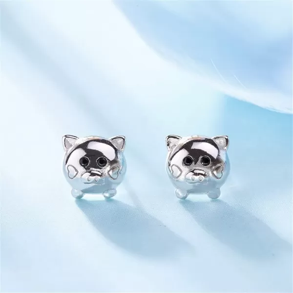 imageMini Cute Pig Sterling Silver Stud Earrings for Women Teen Girls Hypoallergenic Sensitive Ears Tiny Lucky Tragus Post Micro Black Cubic Zirconia Eyes Love Heart Faces Dainty Animal Pet Jewelry Gift