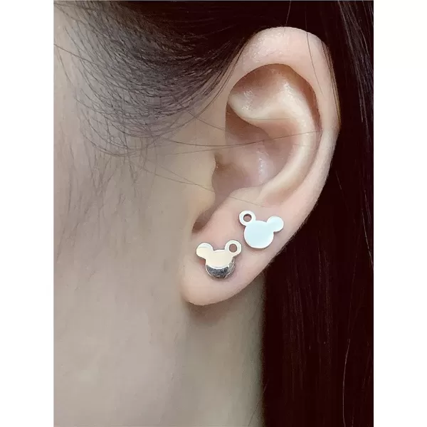 imageMinimalist Mouse Small Stud Earrings for Women Teen Girls Stainless Steel Hypoallergenic Cute Silhouette Buttton Studs Cartilage Tragus Post Fashion Punk Birthday Christmas Halloween Jewelry Gifts Silver