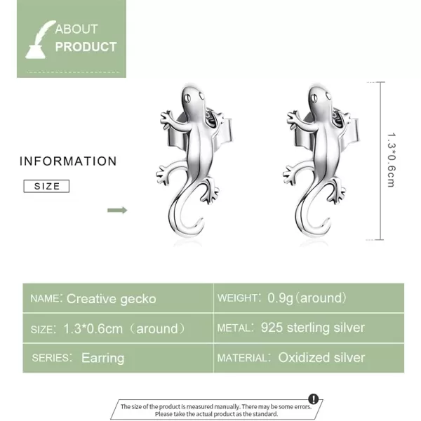 imageNickel Free Gecko Animal Stud Earrings for Women 925 Sterling Silver Hypoallergenic Halloween Small Cute Climber Crawler Studs Cartilage Tragus Post Creative 3D Jewelry Unique Gifts for Friend Pet Lover