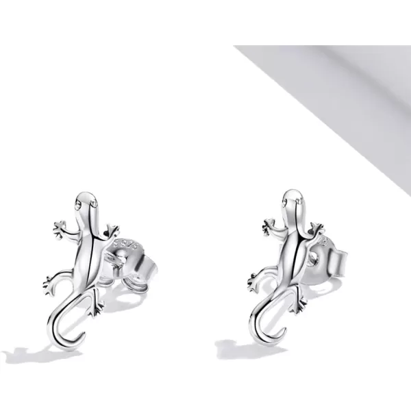 imageNickel Free Gecko Animal Stud Earrings for Women 925 Sterling Silver Hypoallergenic Halloween Small Cute Climber Crawler Studs Cartilage Tragus Post Creative 3D Jewelry Unique Gifts for Friend Pet Lover
