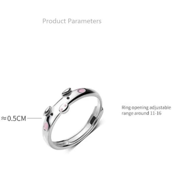 imagePig S925 Sterling Silver Ring for Women Polished Cute Pink Piggy Animal Expandable Open Finger Rings Adjustable Fashion Jewelry Christmas Birthday Dainty BFF Gifts for Daughter Niece