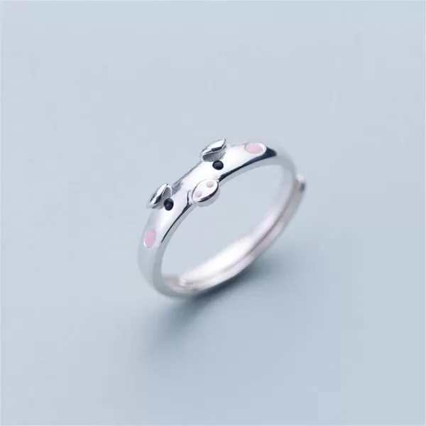 imagePig S925 Sterling Silver Ring for Women Polished Cute Pink Piggy Animal Expandable Open Finger Rings Adjustable Fashion Jewelry Christmas Birthday Dainty BFF Gifts for Daughter Niece