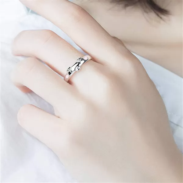 imagePig S925 Sterling Silver Ring for Women Polished Cute Pink Piggy Animal Expandable Open Finger Rings Adjustable Fashion Jewelry Christmas Birthday Dainty BFF Gifts for Daughter Niece