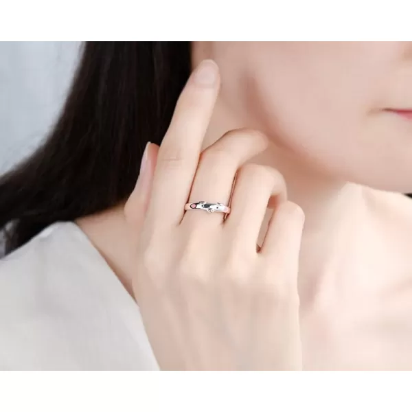 imagePig S925 Sterling Silver Ring for Women Polished Cute Pink Piggy Animal Expandable Open Finger Rings Adjustable Fashion Jewelry Christmas Birthday Dainty BFF Gifts for Daughter Niece