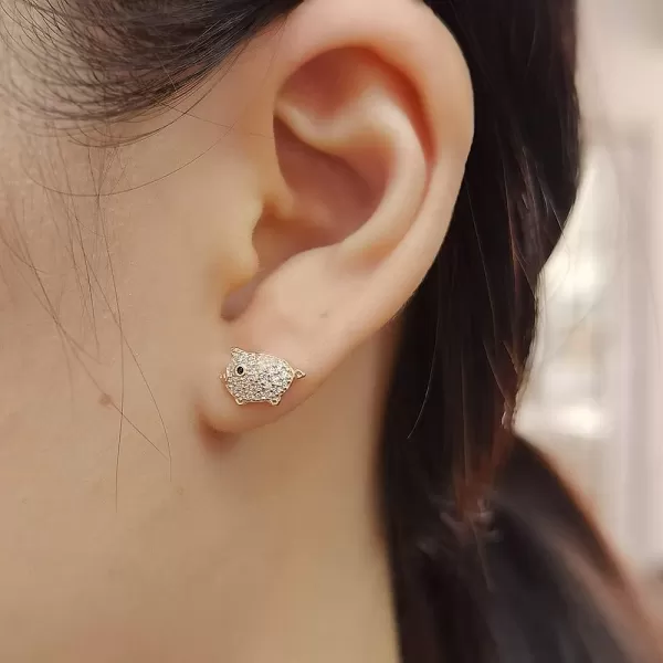 imageSmall Crystal Pig Stud Earrings for Women 925 Sterling Silver Pave CZ Cute Animal Piggy Studs Post Nickel Free Jewelry Birthday Gifts for Daughter Rose Gold Plated