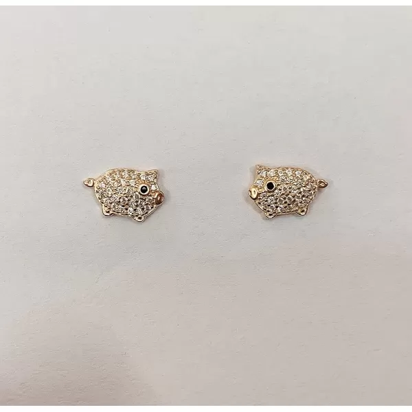 imageSmall Crystal Pig Stud Earrings for Women 925 Sterling Silver Pave CZ Cute Animal Piggy Studs Post Nickel Free Jewelry Birthday Gifts for Daughter Rose Gold Plated