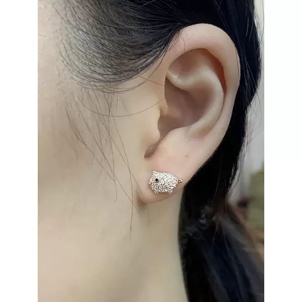 imageSmall Crystal Pig Stud Earrings for Women 925 Sterling Silver Pave CZ Cute Animal Piggy Studs Post Nickel Free Jewelry Birthday Gifts for Daughter Rose Gold Plated