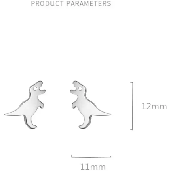 imageSmall Dinosaur Stud Earrings for Women Men 925 Sterling Silver Hypoallergenic Tiny Cute Brushed Dragon Brontosaurus Animal Cartilage Tragus Post Fashion Punk Personalized Jewelry Dainty