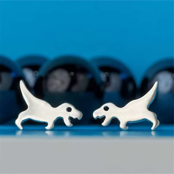 imageSmall Dinosaur Stud Earrings for Women Men 925 Sterling Silver Hypoallergenic Tiny Cute Brushed Dragon Brontosaurus Animal Cartilage Tragus Post Fashion Punk Personalized Jewelry Dainty