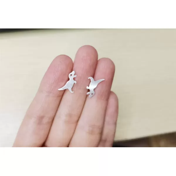 imageSmall Dinosaur Stud Earrings for Women Men 925 Sterling Silver Hypoallergenic Tiny Cute Brushed Dragon Brontosaurus Animal Cartilage Tragus Post Fashion Punk Personalized Jewelry Dainty