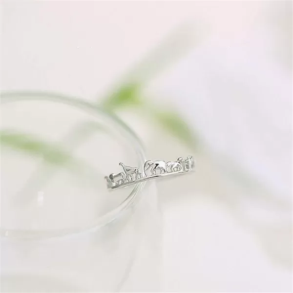 imageSterling Silver Dinosaur Elephant Animal Migration Ring for Women Best Friends Dragon Wildlife Family Expandable Knuckle Open Band Rings Adjustable Comfort Fit Unique Statement Jewelry