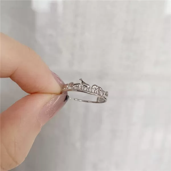 imageSterling Silver Dinosaur Elephant Animal Migration Ring for Women Best Friends Dragon Wildlife Family Expandable Knuckle Open Band Rings Adjustable Comfort Fit Unique Statement Jewelry