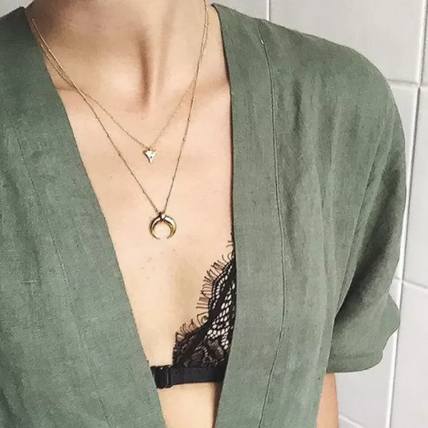 imageTiny Horn Choker Crescent Moon Pendant Necklace for Women Girls Men 925 Sterling Silver 14K Gold Plated Open Heart Karma Full Waning Half Moon Boho Ball Bead Chain Minimalist Delicate Jewelry Gift