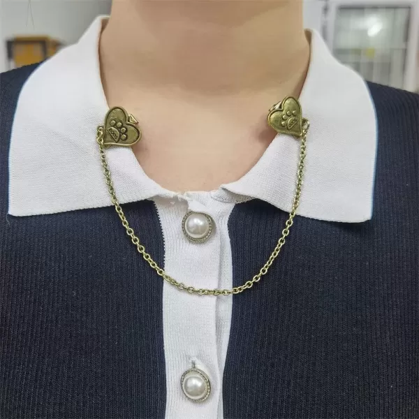 imageVintage Collar Clip Brooch for Wowen Girls Unisex Retro Filigree Butterfly Cute Cat Dog Paw Print Animals Long Tassel Chain Drop Lapel Pin Necktie Tie Shawl Clips Scarf Weather Dress Accessories Jewelry Pawprint