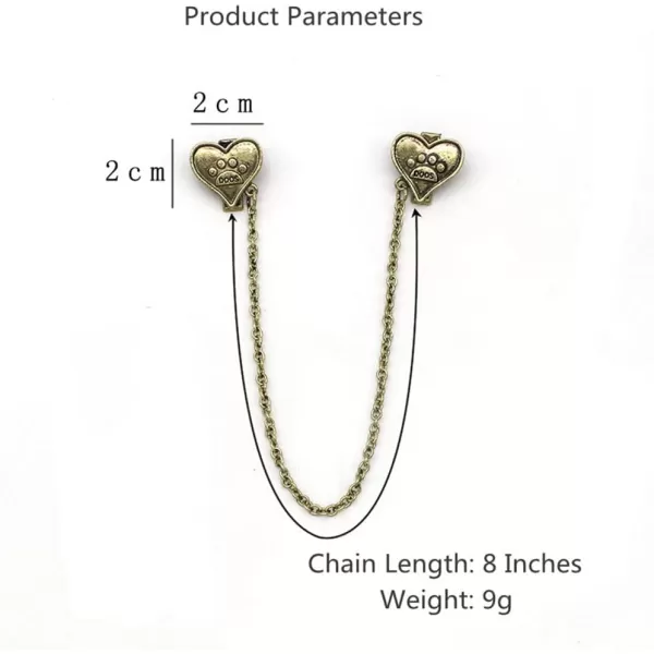 imageVintage Collar Clip Brooch for Wowen Girls Unisex Retro Filigree Butterfly Cute Cat Dog Paw Print Animals Long Tassel Chain Drop Lapel Pin Necktie Tie Shawl Clips Scarf Weather Dress Accessories Jewelry Pawprint