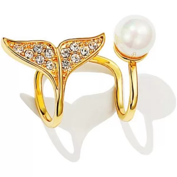 imageCZ Mermaid Tail Ear Cuff Cartilage Clip on Earring for Women Sterling Silver 14K Gold Cubic Zirconia Fishtail Pearl Non Piercing Ear Wrap Climer Crawler Dainty Earring Fashion Jewelry 1 Piece